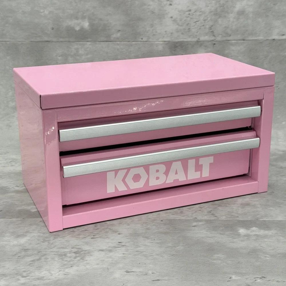 Kobalt Pink Metal Tool Box 2 Drawers With Handle Glossy Finish